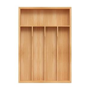 BEKVEM Bamboo Silverware Organizer, Kitchen Drawer Organizer, Utensil Holder, Cutlery Tray & Spoon Flatware Storage with Grooved Drawer Dividers (9.5''W x 13.5''D)