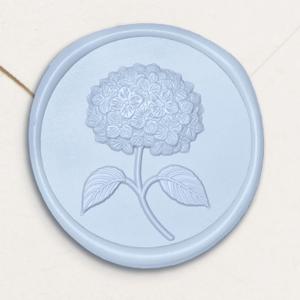 UNIQOOO Wax Seal Stickers - 3D Hydrangea Floral Wedding Invitation Envelope Seal Stickers, 50 Pcs Self- Adhesive Stickers, Perfect for Invitation, Christmas, Gift Wrapping (Light Blue)