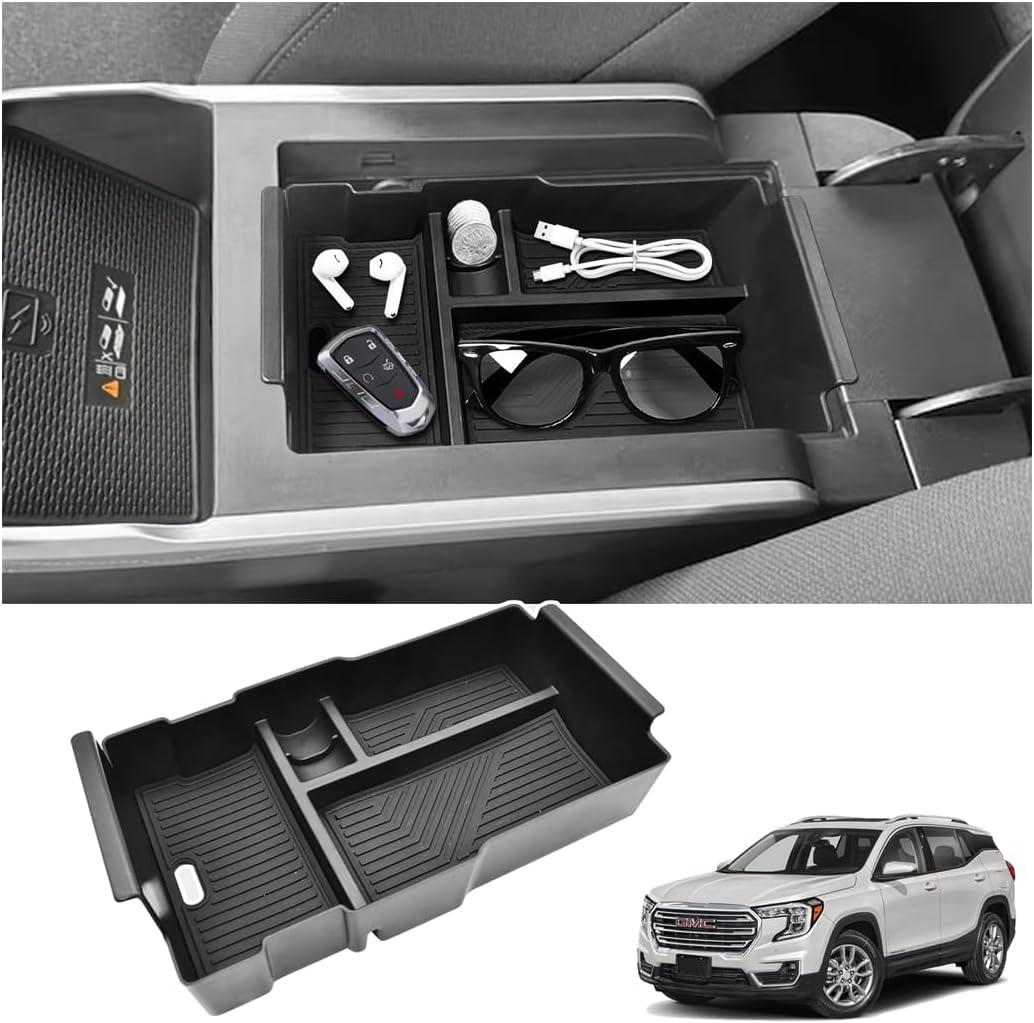 GZSH Center Console Organizer Compatible with 2025 2026 GMC Terrain (Elevation/AT4/Denali) |Easy to Install| |Add Extra Space| Armrest Storage Box Middle Console Tray GMC Terrain Interior Accessories