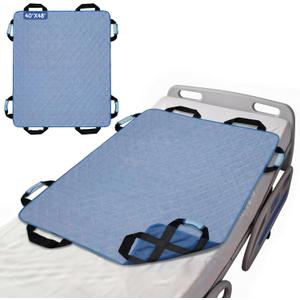 CoolShields Positioning Bed Pad with 8 Reinforced Handles, 40" x 48" Washable Waterproof Transfer & Sliding Sheet for Moving, Turning & Lifting Patients, Elderly, Bedridden & Incontinence Care