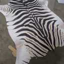 jinchan Zebra Print Area Rug Faux Skin Cowhide Animal Design Mat Faux Suede Indoor Floorcover for Bedroom Living Room 5x6 Safari Design