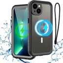 Waterproof Phone Case Compatible with iPhone 13, IP68 Waterproof Shockproof Dust-Proof Phone Case with Built in Screen Protector, Full Body Protective Case (Clear, iPhone 13)