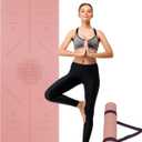 Yoga Mat Non Slip, Anti-Tear 3/16 Thick TPE Yoga Mats for Women and Men, 72"x24" Exercise & Fitness Mat with Carrying Strap, Workout Mats for Yoga, Pilates and Floor Exercise (Pink)