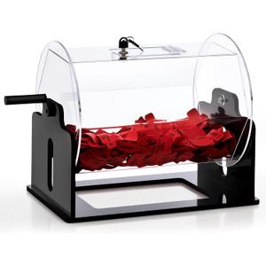 Extra Large Acrylic Raffle Drum, 16 x 12 x 14 Inches Clear Raffle Tickets Spinner Cage with Shaking Hand, Transparent Ticket Spinner Box for Prize Draw Games Balls - Holds 4000 Tickets(Hexagon, Black), 16 x 12 x 14.17 inches, XL
