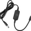 Baby Car Camera USB Powered Adapter, Durable Copper Baby Car Camera Monitor DC5521 to USB C Tape- C Cable Cord Adapter Practical Accessories for Vehicle Supports Cigarette Lighter Port Only(Black)