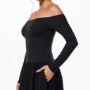 INLYRIC Women's Off The Shoulder Long Sleeve Maxi Dresses Elegant Formal Wedding Guest Cocktail Long Dresses (Black, L)