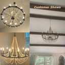 Wellmet Beaded Chandelier Boho Light Fixture 38", Black Farmhouse Dining Room Chandelier Pendant Lights, French Country Candle Wagon Wheel Chandelier Hanging Ceiling Light Fixture for Staircase Foyer