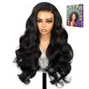 13x6 Lace Front Wigs,Glueless Synthetic HD Transparent Lace,200% Density Body Wave with Baby Hair,Pre-Plucked Frontal Wigs for Women 30 Inch,Natural Hairline (Black-Body Wave)