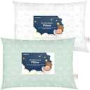 KeaBabies 2-Pack Toddler Pillows 2 Year Old to 5-13x18 Soft Organic Cotton Kids Pillow for Sleeping, Travel, School, Daycare, Nap, Toddler Bed, Machine Washable, Without Pillowcase (Bunnies)