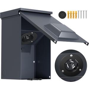 Joinfworld 50 Amp Generator Inlet Box, NEMA SS2-50P 125/250V 12500W Weatherproof Outdoor Receptacle, Emergency-Ready Industrial Grade
