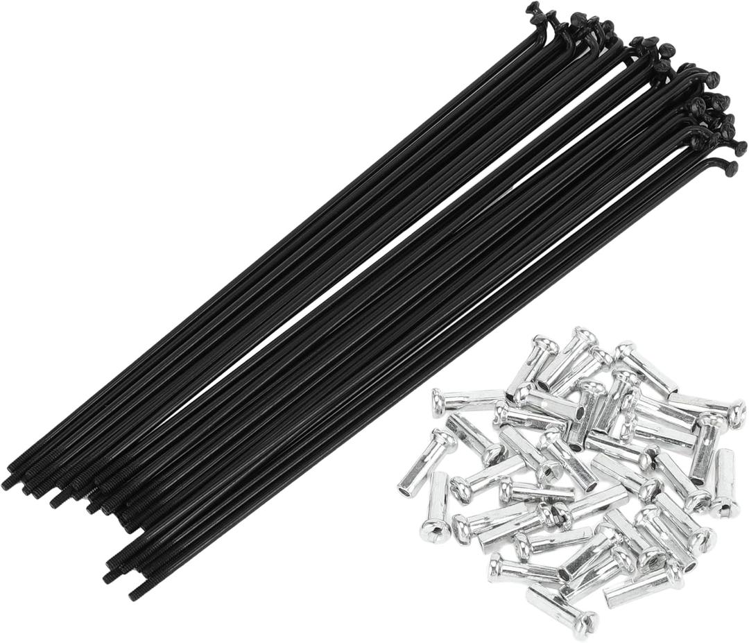 Motoforti Universal Bicycle Spokes Bike Wheel Spokes 14G Carbon Steel Black, 1 Set