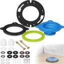 NEEXAN Toilet Flange Repair Kit Toilet Wax Ring Replacement Kit with Elastic Wax Ring, Rubber Toilet Gasket Seal Kit with Nuts, Washers & Bolt Caps
