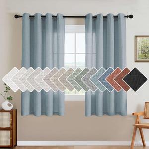 H.VERSAILTEX Living Room Linen Curtains Home Decorative Nickel Grommet Curtains Privacy Added Energy Saving Light Filtering Window Treatments Draperies for Bedroom, Stone Blue, 2 Panels, 52 x 63 Inch