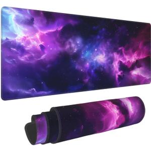 Purple Sky Stars Mouse Pad Large Extended Gaming Mouse Pad Big Computer Desk Mouse Mat Keyboard 11.8x23.6 Inch for Gaming, Office, Home
