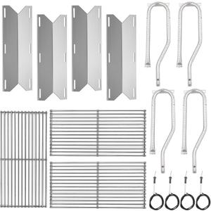 15 13/16" Heat Plate and Burner With 19 1/4" Cooking Grid Grates Replacement for Brinkmann for JennAir 720-0337, 7200337, 720 0337 and Nexgrill 720-0336, 720-0337, 730-0339,720-0511, 720-0586A