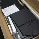 PRAISUN 55 Inch L Shaped Desk with Power Outlets and USB-C Port, Computer Corner Home Office Desk with File Fabric Drawers and Movable Monitor Stand, Larger Storage for Gaming, Work, Black