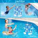 Pool Basketball Hoop, 2-in-1 Floating Basketball Hoop & Ring Games with 4 Balls 12 Rings and Pump, Outdoor Family Party Water Swimming Pool Basketball Float Toys for Kids Ages 4-8 8-12