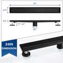 Neodrain 24-Inch Linear Shower Drain with Tile Insert Grate, Matte Black 304 Stainless Steel Rectangle Shower Floor Drain, Linear Drain with Leveling Feet, Hair Strainer
