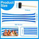 Beach Wind Screen 15.7ft Wind Blocker Beach Barrier Blue White Privacy Screen with Wooded Poles Mallet and Bag for Outdoor Summer Vacation