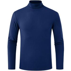 Mens Turtleneck Shirts Long Sleeve Thermal Undershirts Stretch Slim Fit Basic Tops Navy X-Large (XL)