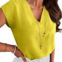 ANRABESS Women Tops Cap Sleeve Dressy Casual V Neck Shirts 2026 Summer Business Work Blouses Outfits Trendy Spring Clothing (Medium, Yellow)