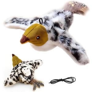 2026 New Flying Bird Cat Toy, Interactive Cat Toys for Indoor Cats, Motion-Activated Cat Toy Flying Birds for Indoor Cats, USB Rechargeable Indoor Cat Hunting Toy (Black and White Plush Version)