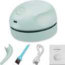 Desktop Vacuum Cleaner USB Charging with Vacuum Nozzle Cleaning Brush, Detachable Design & Portable Mini Table Dust Vaccum Cleaner, Clean Dust, Crumbs, Piano, Computer, Car Etc(Light Green)
