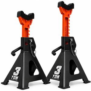 Jack Stands, 3 Ton Capacity with Rubber Cover and Large Foot Base, Double Locking Car Lifting Stand, Black Orange, 1 Pair