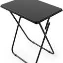 HUANUO Folding TV Tray Table -Stable Tray Table with No Assembly Required, TV Dinner Tray for Eating, Foldable Snack Tables for Bed & Sofa (Black) 4 Pack