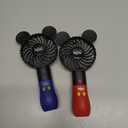 Cute Personal Mini Fan, Handheld & Portable USB Rechargeable Fan with Beautiful LED Light, 3 Adjustable Speeds, Portable Holder, for Indoor Or Outdoor Activities, Cute Mouse (Red+Blue)