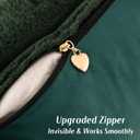 HAUSSY Faux Fur Throw Pillow Covers 24x24 Inch Set of 2, Decorative Striped Neutral Pillow Cases Soft Plush Couch Pillow Covers, Home Decor for Sofa,Bed, Living Room, Dark Green