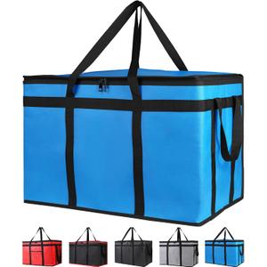 Bodaon 2-Pack Insulated Food Delivery Bag for Hot and Cold Meal, XXX-Large Cooler/Thermal Bags for Commercial Delivery, Grocery Tote Insulation Bag for Catering, Pizza Warmer, Blue