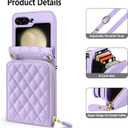 Vofolen for Samsung Galaxy Z Flip 5 Case with Card Holder, Crossbody 8-Card Slots Wallet Case with Adjustable Strap Soft PU Leather Protective Zipper for Women Girls, Purple