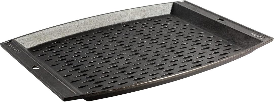 Lodge Pre-Seasoned Cast Iron Rectangle Grill Topper - Use on the Grill - Grilling Pan Designed to Protect Food from Falling Through the Grate - Cast Iron 15 Inch (14.6" x 12.7" x 0.9")