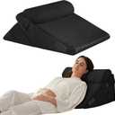 3PCS Wedge Pillow Set for After Surgery, Adjustable 9&12 Inch Bed Wedge Pillow for Sleeping, Incline Pillow Wedge for Headboard, Post Surgery, Acid Reflux, Neck&Back Support, Plush Black (Black - Air Layer)
