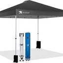 10x10 Pop up Canopy Tent Patented EZ Set up Instant Outdoor Canopy with Wheeled Carry Bag Bonus 4 Weight Sandbags, 8 Stakes and 4 Ropes Grey, 10x10 without Sidewall