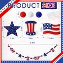CroBlissful 4 ft Felt 4th of July Garland 3D Red White Blue Patriotic Pom Ball Banner with Flag & Stars 250th Anniversary Decorative Memorial Day Hanging Bunting for Home Mantel Independence