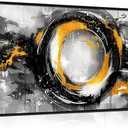 SIXTTART Abstract Circle Wall Art for Living Room - Black White and Gold Modern Canvas Wall Art for Office - Modern Framed Wall Art for Bedroom Size 29" x 59"