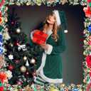 Sureio 4 Pcs Mrs Santa Claus Costume Women Christmas Dress Suit Cosplay Velvet Outfit with Belt Hat Striped Tights Elf Ears, Women, Adult