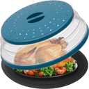 Large Microwave Splatter Cover & Silicone Mat,12 Inchs Vented Collapsible Guard dish Plate lid & Round Kitchen mat for food (Blue Cover)
