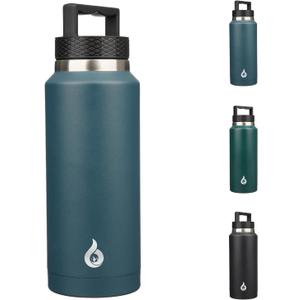 BJPKPK Insulated Water Bottles, Dishwasher Safe 36 oz Water Bottle with Handle, Leakproof BPA Free Water Jug, Stainless Steel Thermos for Sports, Navy Blue