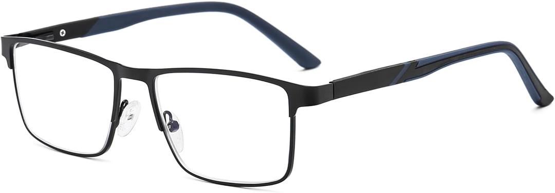 ZNEIAAPR Nearsighted Metal Myopia Glasses Men, Blue Light Spring Hinge Shortsighted Distance Driving Glasses (NOT READING GLASSES) Black/ -1.25 Diopters