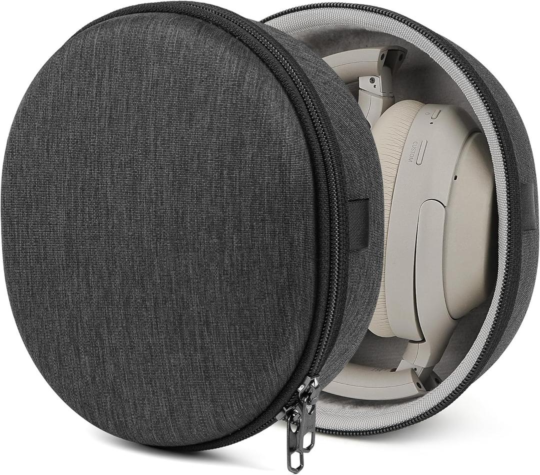 Geekria Shield Headphones Case Compatible with Sony WH-1000XM6, WH-1000XM4, WH-1000XM3, WH-H910N, WH-H900N, Replacement Hard Shell Travel Carrying Bag with Cable Storage (Dark Grey)
