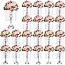Unittype 20 Pcs Wedding Centerpieces for Tables 13 Inch Tall Crystal Flower Stand Floral Vases for Tabletop Flower Arrangement Stand Anniversary Baptism Party Reception Mother's Day Decor (Silver)