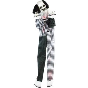 Haunted Hill Farm Scary Animatronic Talking Clown with Touch Activated Lights and Sounds, Indoor or Covered Outdoor Halloween Decorations for Home or Haunted House, Battery Operated Halloween Props