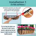 LaLaGreen Deck Railing Planter Box - 2 Pack, 36 Inch Large Wall Planters for Outdoor Plants, Window Flower Boxes Attach House with Coco Liners Metal Horse Troughs Fence Balcony Patio Porch Over Rail