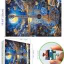 MINIWAN 1000 Piece Jigsaw Puzzles for Adults- Fantasy Guitar Moonlight Puzzle - Blue Night Sky with Butterflies Challenging Puzzles for Gifts Party Games Family Fun, Puzzle Size 27.55 * 19.68 in