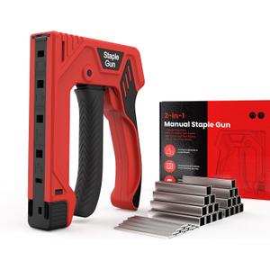 Manual Light Duty Staple Gun with 3000 Staples, ULEEY Upholstery Stapler, 6''4.5'' Hand Stapler Gun for Light Wood, Fabric, Crafts, Furniture, Compatible with D/T-Type Staples for Home DIY Projects