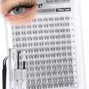 Clear Band Lash Clusters Kit Natural Cluster Eyelash Extensions Kit Wispy Individual Lashes CC-Curly Cluster Lashes Venus Eyelash Clusters Lash Bond and Seal Easy DIY Lash Kit (Velure, 8-16MM)
