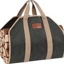 G GOOD GAIN Firewood Carrier with Handles, Wood Carrier for Firewood, 39x18 Inch Heavy Duty Firewood Storage Tote, Fireplace Log Carrier Indoor Bag, Wood Stove Accessories. ArmyGreen (Black)